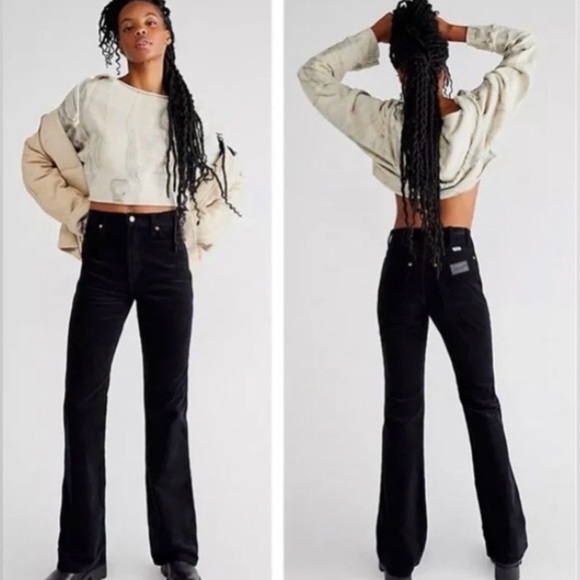 NWT Wrangler x FP Westward 626 High Rise Boot Corduroy Flare Pants Black 33/30 - Picture 5 of 15